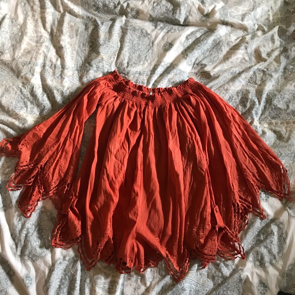 Free People off-shoulder Romper, Copper, size S - Picture 3 of 6